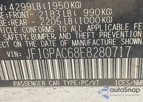 2014 Subaru Impreza Premium z USA, uszkodzony, nr VIN JF1GPAC68E8280717